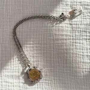 BRIGHTON NWT Devotion Valor Large Necklace • Silver Gold Medallion RARE JN6852